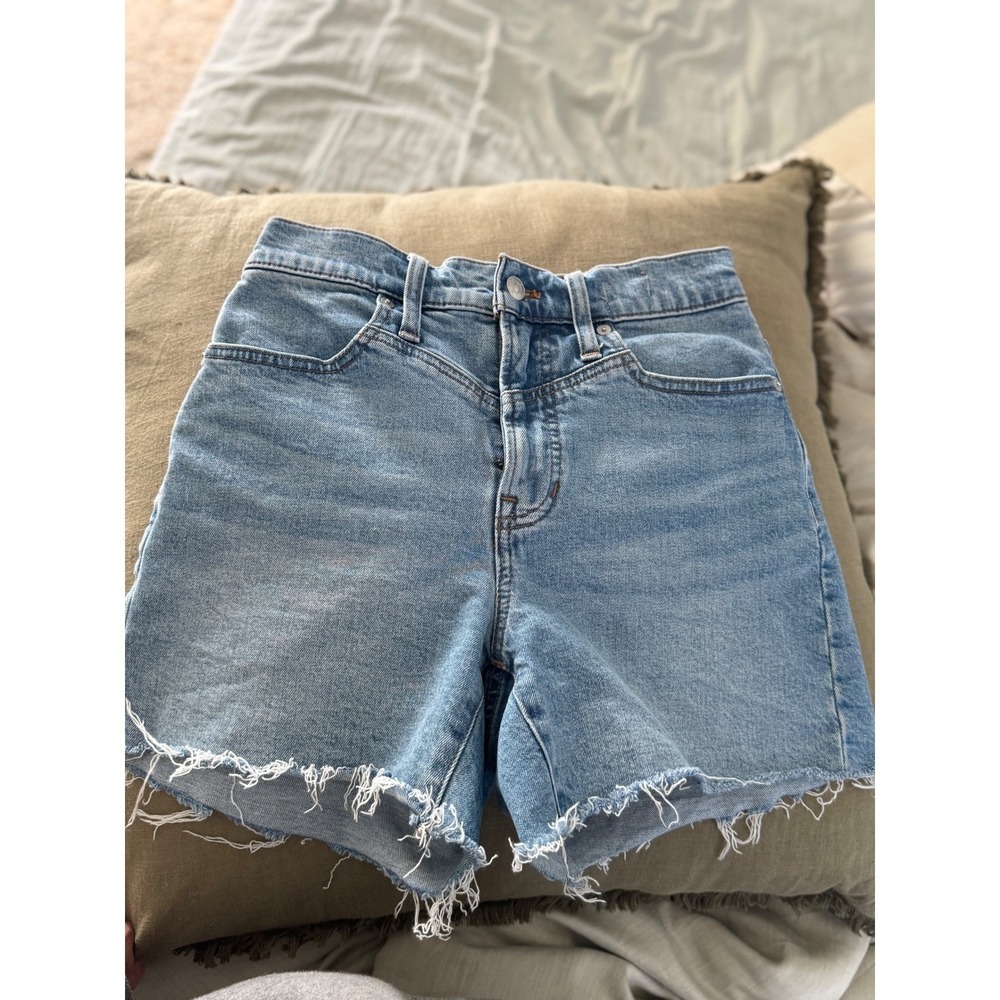 Madewell The Perfect Mid-Length Jean Shorts‎ 25 High Rise Raw Hem Denim - Picture 2 of 7